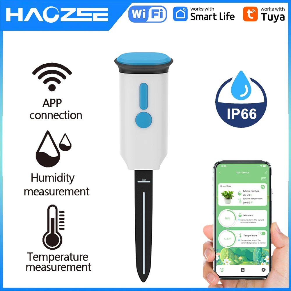 Haozee Tuya Smart WiFi Soil Mo - Smart Garden Moisture Sensor ulasan dan harga