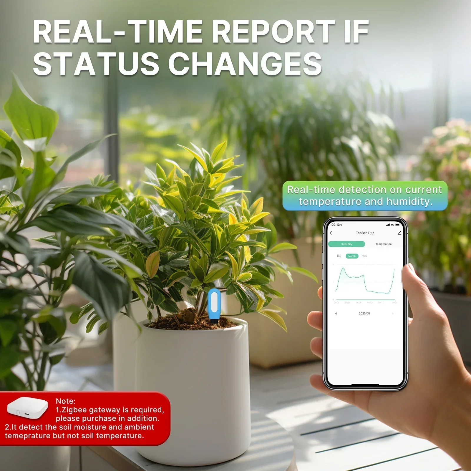 MOES Smart ZigBee Soil Tempera - Smart Garden Moisture Sensor ulasan dan harga