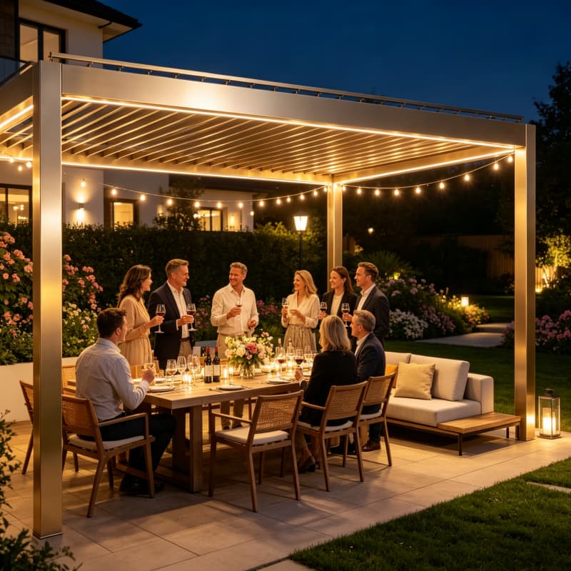 Bioclimatic Aluminum Pergola M - Smart Garden Electric Pergola ulasan dan harga